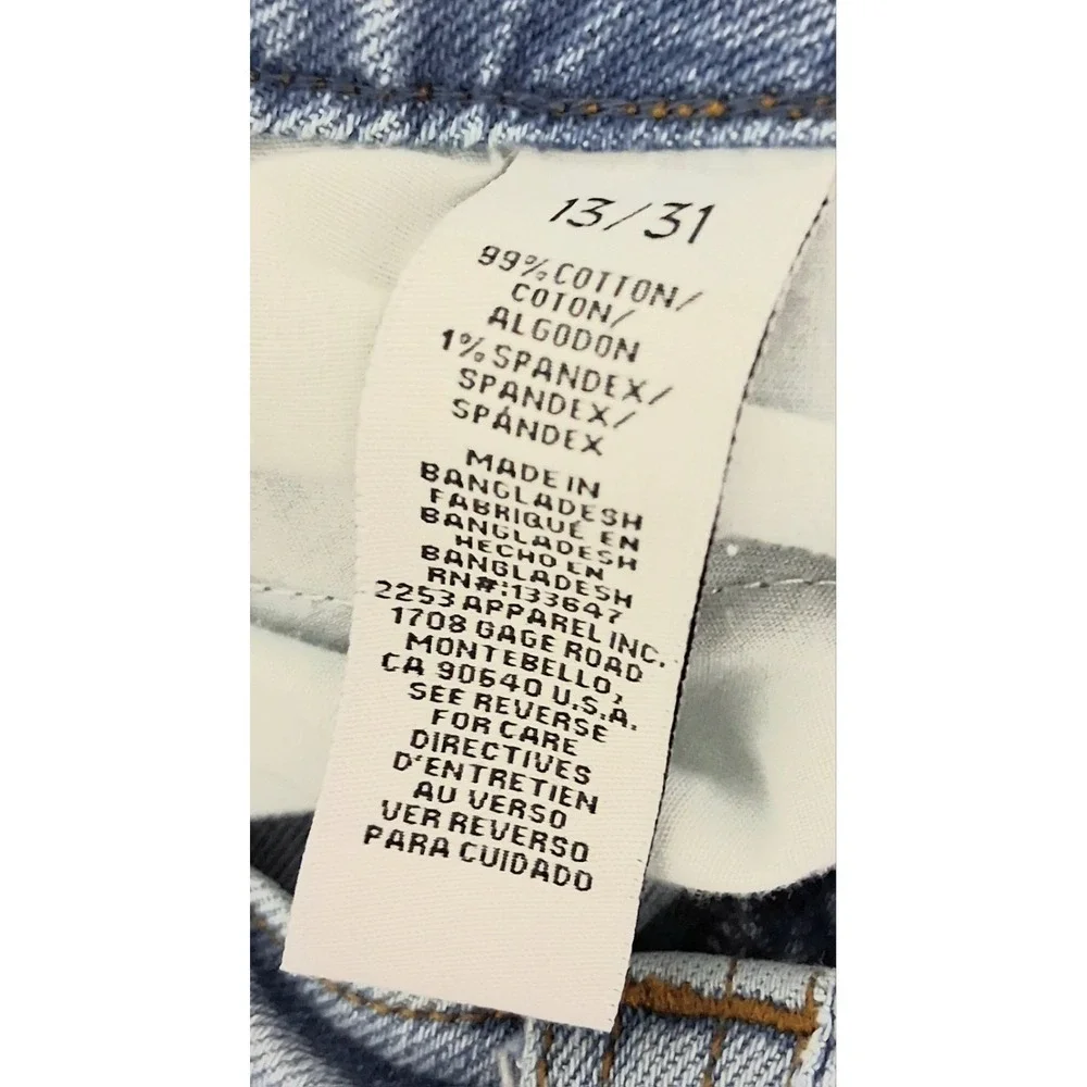 Girlish Jeans Juniors Size 13/31 Blue Cargo Straight Light Wash Button Fly Preow